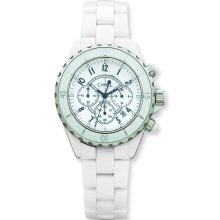 Mens Chisel White Ceramic and Dial Chronograph Watch