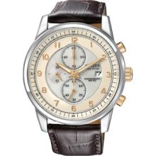 Men's Citizen Sport Chronograph Strap White Dial Watch