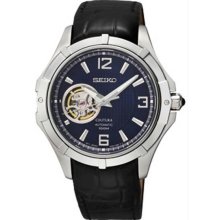 Men's Coutura Automatic Stainless Steel Case Navy Blue Dial Leather Strap