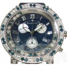 Mens Diamond Benny & Co Watch Round Cut F-G Color 8.00ct