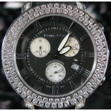 Mens Diamond Benny & Co Watch Round Cut F-G Color 2 Row 5.00ct