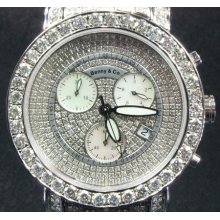 Mens Diamond Benny & Co Full Ice Round Cut F-G Color Watch 20.00ct