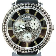 Mens Diamond Black Benny & Co 2 Round Cut Color Watch 7.00ct