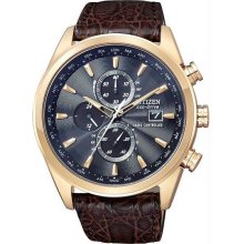 Men's Eco-Drive Stainless Steel Case Leather Bracelet Radio Controlled