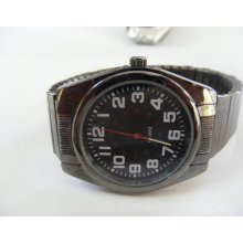 Men's Geneva Dark Gunmetal Link Band Quartz Watch With White Numerals