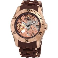 Mens Invicta 1260 Sea Spider Mechanical Skeleton Dial Brown Polyurethane Watch