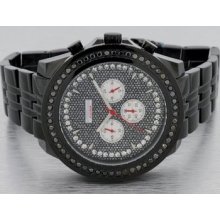 Mens Jo Jino 1.75 Ctw All Black Diamond Watch Steel Big Bezel Iced Out Hiphop