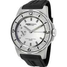 Men's Mechanical Silver Dial White Diamond (1.06 ctw) Black