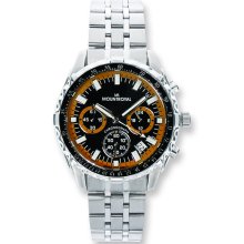 Mens Mountroyal Stainless Steel Orange Dial Chrono Watch