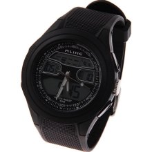mens new Alike black digital/analog watch silicone band w/backlight