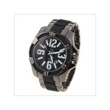 mens new GE stainless steel & silicone black watch black ,white & red face
