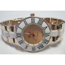 Men's Or Ladies Geneva Watch - Goldtone/white Round Bezel + Cartier Cologne