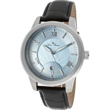 Men's Pizzo Light Blue Dial Black Genuine Leather ...