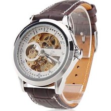 Men's PU Analog Automatic Mechanical Wrist Watch (Brown)