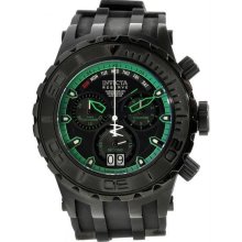 Men's Reserve Chronograph Stainless Steel Case Rubber Strap Black and Green Dial