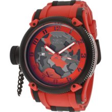 Men's Russian Diver Red/Grey/Black Camouflage Dial Red Polyurethane - Yellow