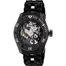 Men's Sea Spider Mechanical Black Skeletonized Dial Black Ion Plated