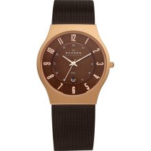 Men's skagen steel rose gold mesh band watch 233xlrdd