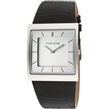 Men's Skyline Silver Dial Black Genuine Leather ...
