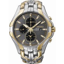 Men's Solar Chronograph Two Tone Stainless Steel Case and Bracelet Gray Dial