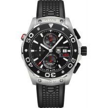 Men's Stainless Steel Aquaracer Automatic Black Dial Chronograph Rubber Strap