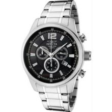 Men's Stainless Steel Case and Bracelet Quartz Chronograph Black Dial