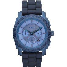 Men's Stainless Steel Case Silicone Bracelet Chronograph Blue Dial Dat