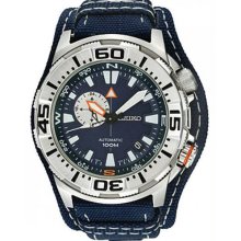 Men's Stainless Steel Case Leather and Nylon Strap Blue Tone Dial Comp