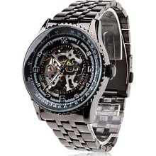 Men's Steel Analog Automatic Wrist Mechanical Watch (Black)