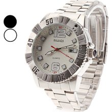 Men's Steel Analog Quartz Wrist Watch with Calendar (Assorted Colors)