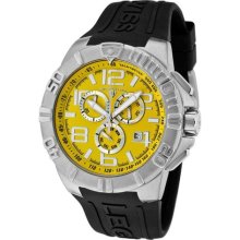 Men's Super Shield Chronograph Yellow Dial Black Silicone ...
