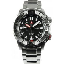 Men's Superior Stainless Steel Case and Bracelet Black Dial Automatic Date