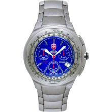 Mens Swiss Military Titanium Blue Dial Chronograph Watch