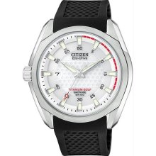 Men's Titanium Golf Strap Eco-Drive Sapphire Silver Tone