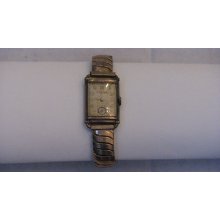 Mens Vintage 1940's Bulova 12k- 10k Rolled Gold Plate Wristwatch 12k Gf Strap To