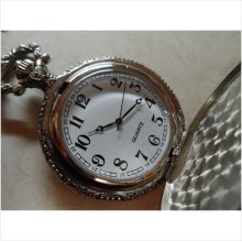 Men's Vintage 24 Hour Dial Unsigned Quartz Pocket Watch & Chain 65.0 Grams