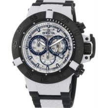 Men's White Subaqua Quartz Chronograph Diver Black Strap