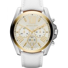Michael Kors Bradshaw White Leather Strap Ladies Watch MK2282