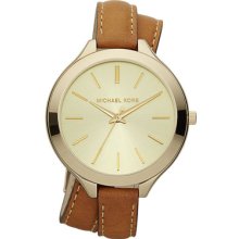 Michael Kors Double-Wrap Leather Watch, Golden/Horn