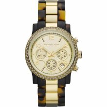 Michael Kors Goldtone Tortoise Chronograph Ladies Watch