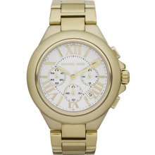 Michael Kors Ladies Gold Tone Stainless Steel Quartz Chronograph Date Display Silver Dial MK5635