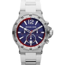 Michael Kors Men's Stainless Steel Case Silicone and Steel Bracelet Chronograph Blue Tone Dial MK8297