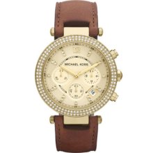 Michael Kors Mid-Size Parker Chronograph Glitz Watch, Golden