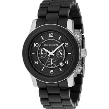 Michael Kors Mk8107 Unisex Watch With Black Pu Wrap Bracelet And Black Dial