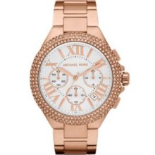 Michael Kors Rose Gold Mid-Size Rose Gold Tone Stainless Steel Camille Chronograph Glitz Watch