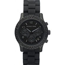 Michael Kors Runway Chronograph Silicone Watch Mk5512 $275 Black
