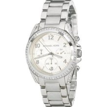 Michael Kors White Crystals Jewels Around Bezel & Case Women's Chronograph Watch