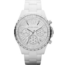 Michael Kors Women's 'madison' Ceramic White Glitz Chronograph Watch- Mk5733