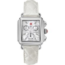 MICHELE Signature Deco Diamond White Quilted Leather