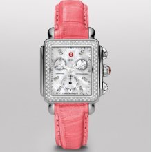 MICHELE Signature Deco Diamond, Diamond Dial Primrose Pink Alligator